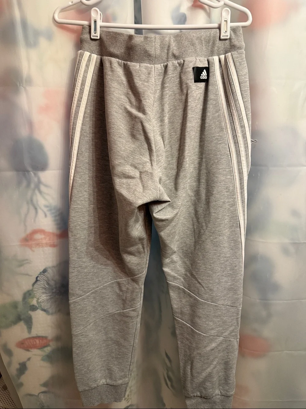 Adidas tin man Elite Grey Jogger Sweatpants with White Stripes